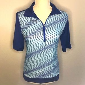 Nike golf blue striped shirt sleeve shirt small